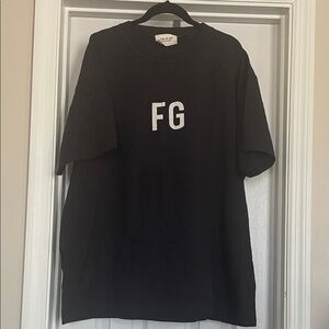 Fear of God Black Crewneck Tee with White Label